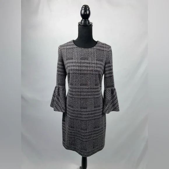 Calvin Klein dress Belle sleeves Size 10 Gray& Black - Picture 1 of 9